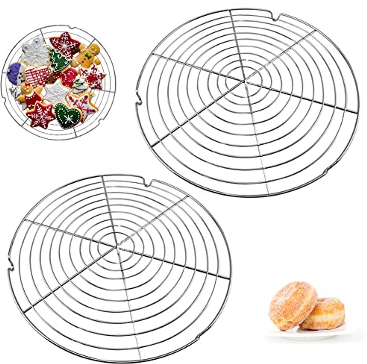 Rond Afkoelrooster Set van 2 - Taartrooster 30,5 cm - Roestwerend Metaal