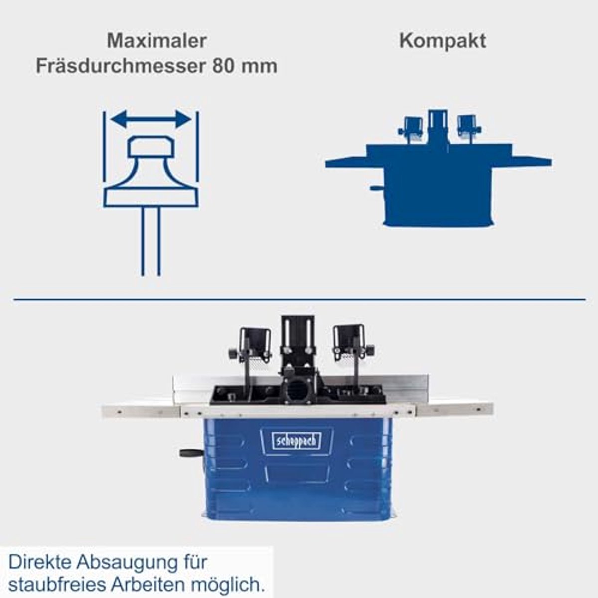 Houtfreesmachine met variabele snelheidsregeling en tafelverbreders