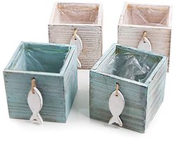Plantenbak met Vissen en Kubusvorm voor Communie en Bruiloft - Tafeldecoratie in Turquoise en Wit