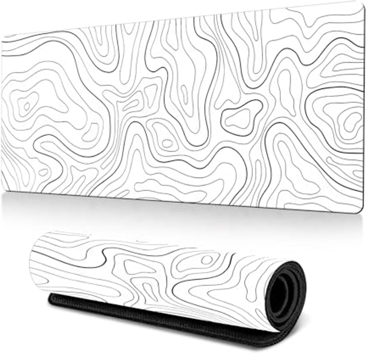 XL Gaming Muismat - Antislip Rubberen Basis - 80 x 30 cm - Geschikt voor Muis en Toetsenbord - Wit Patroon