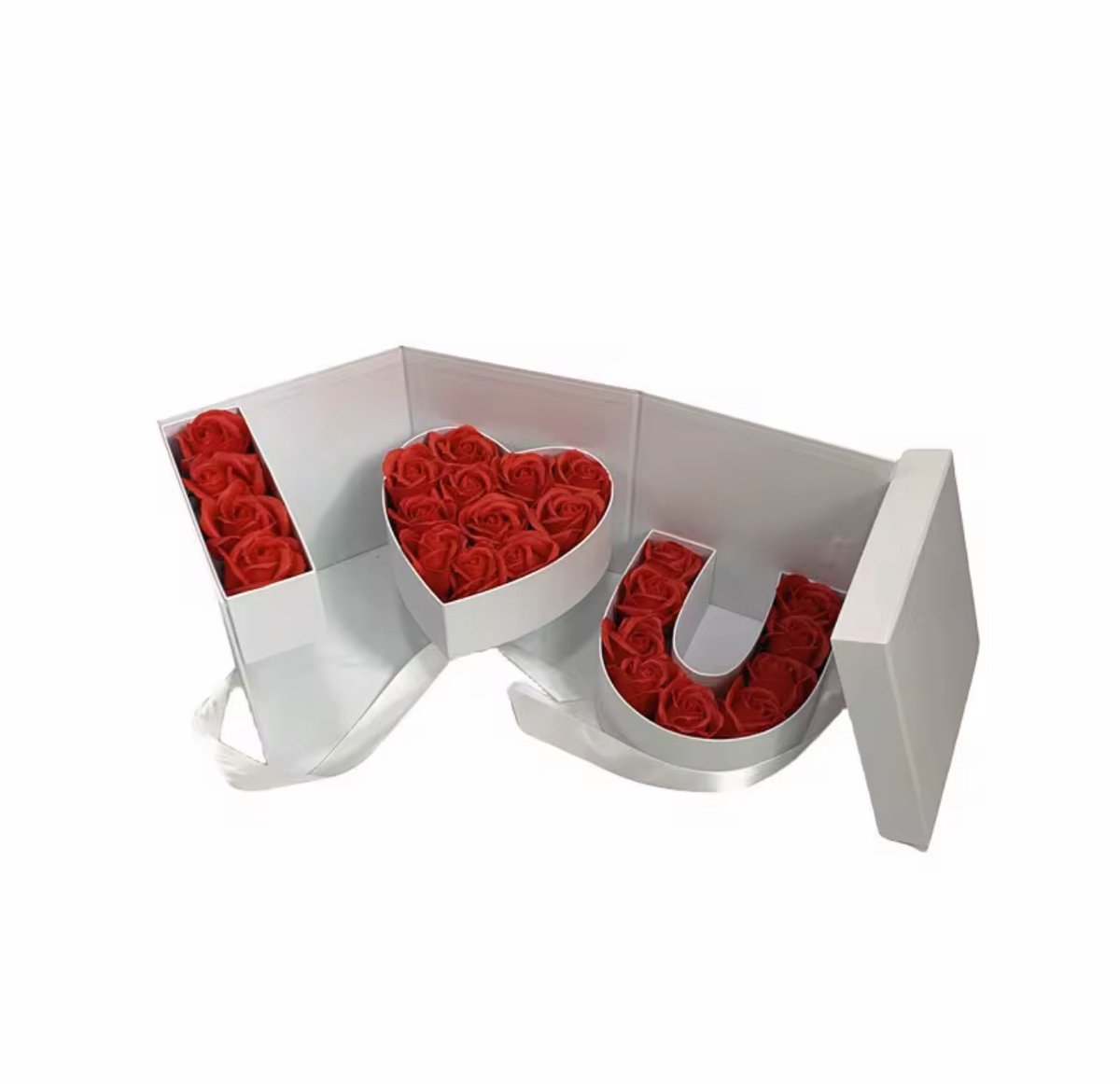 Roterende Luxe Cadeaudoos “I Love You” – 18.4*18.4*19.3 cm - Wit - Geschenkdoos - Bloemenbak & Sieradendoos in één!