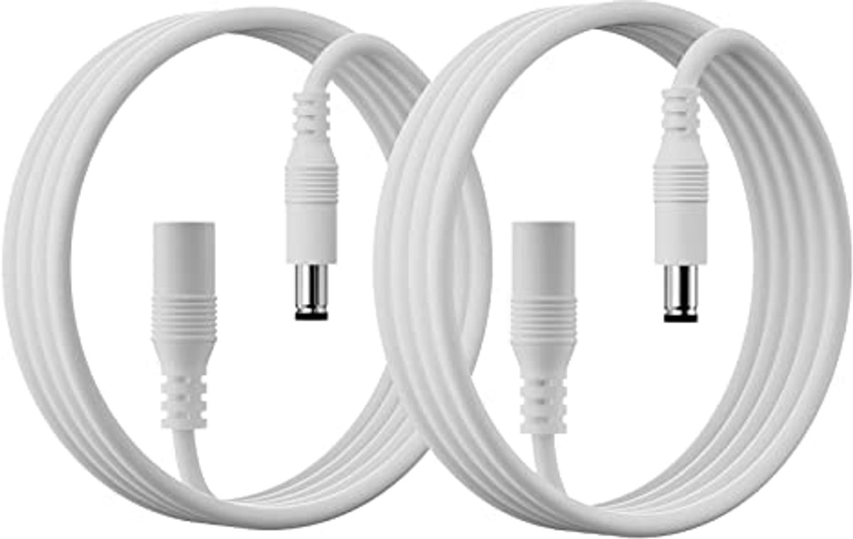 Set van 2 DC-verlengkabels 2m - Universeel 5-24V voor Ledstrips en Bewakingscamera's