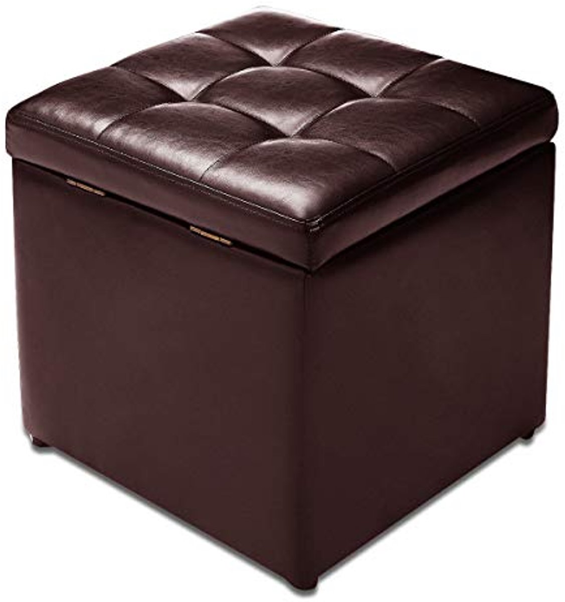 Opberghocker met Deksel en PU Zitting - Multifunctionele Zitzak 40 x 40 x 40 cm