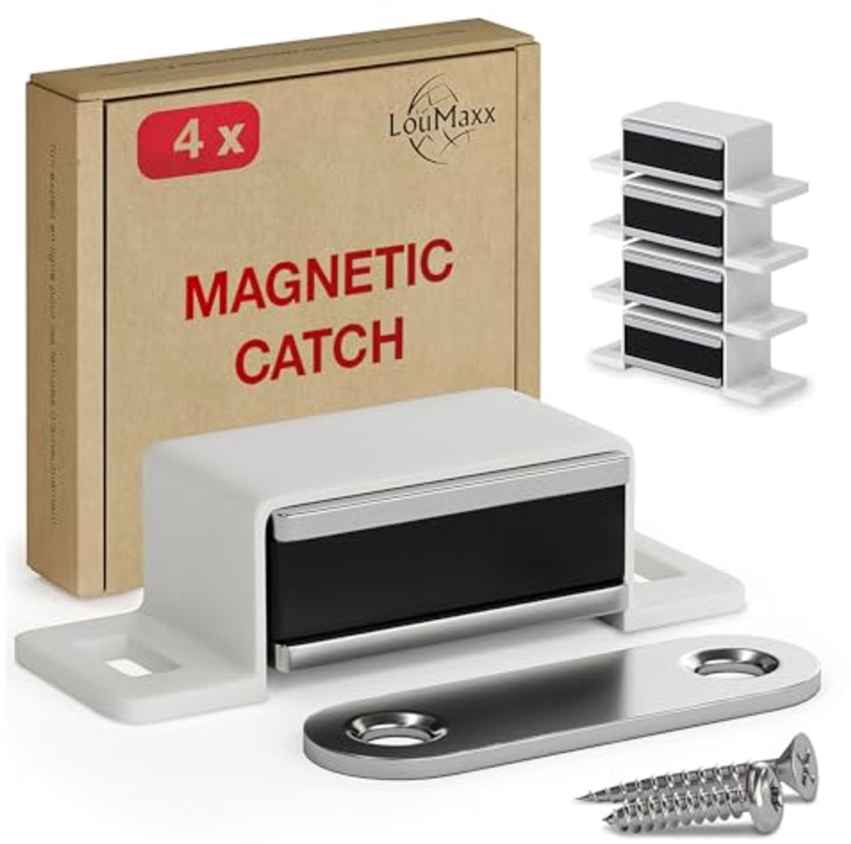 Magneetsnapper voor Deuren en Kasten - Sterke Houdkracht tot 4 kg - Set van 4 - Magnetische Deursluiting - Eenvoudige Montage