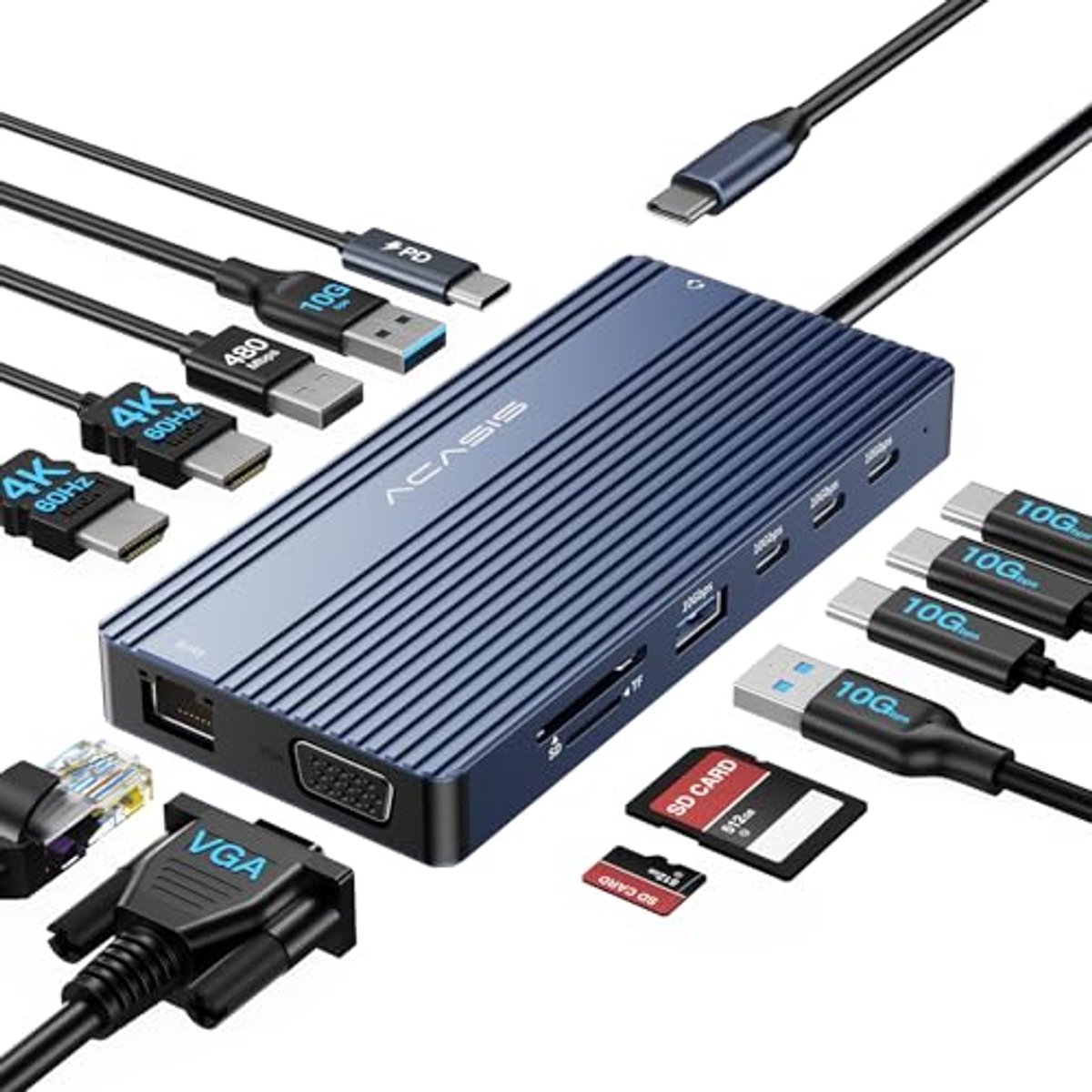 Image of 14-in-1 USB C Docking Station voor 2 Monitoren met 4K HDMI en VGA