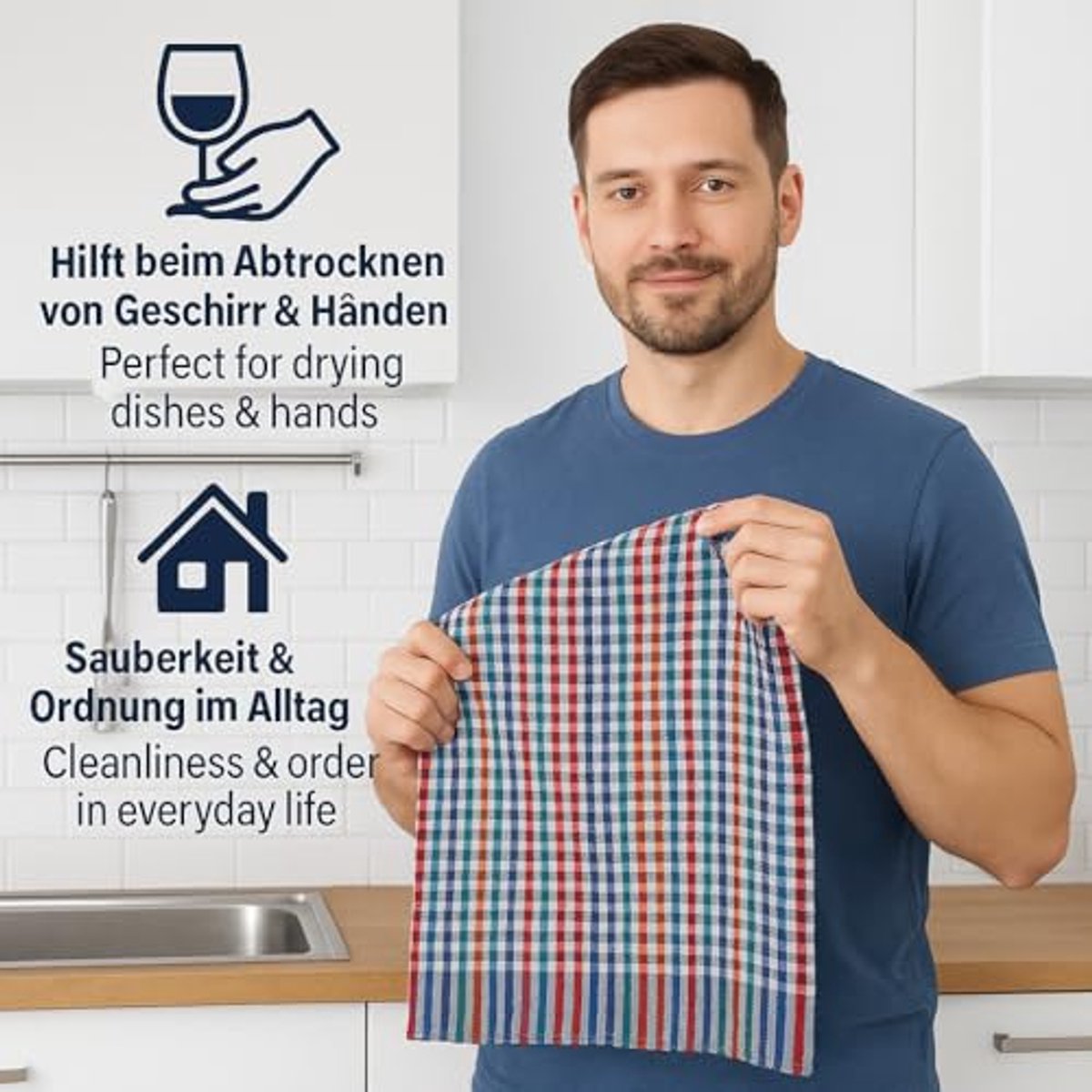 Set van 12 Keuken- en Werkdoeken van 100% Katoen - Absorberend en Robuust