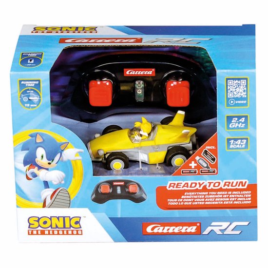 Carrera RC Auto Mini - Team Sonic Racing - Tails - Schaal 1:43 - 7,5cm RC Model Kant en Klaar van Carrera — afbeelding 4