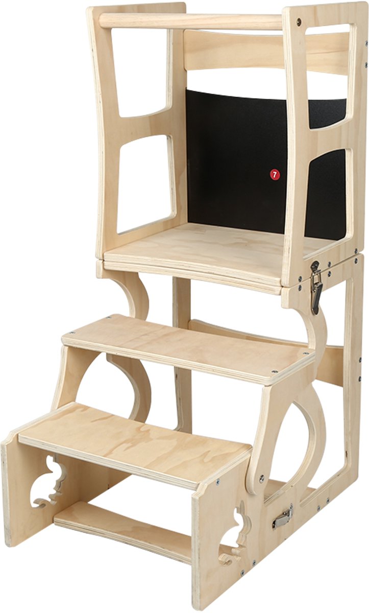 PIPIPOXER-2-in-1 multifunctionele leertoren opvouwbaar vanaf 1 jaar, leerstoel kinderopstapje hout