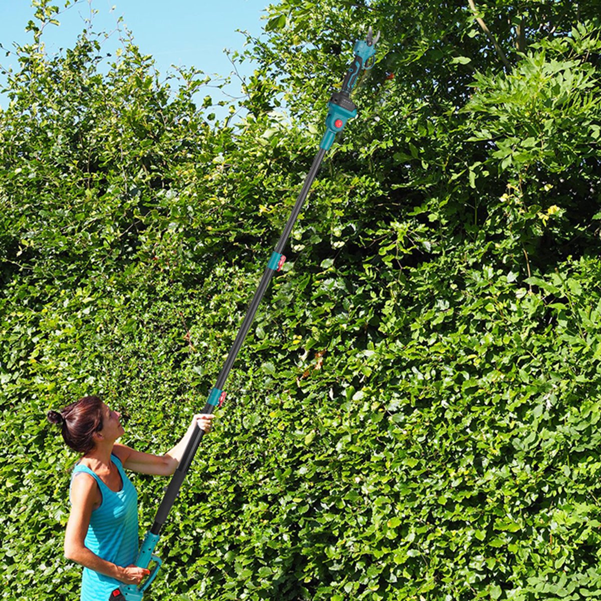Accu-snoeischaar op telescopische steel 140-200cm - Tuinmachineconcurrent