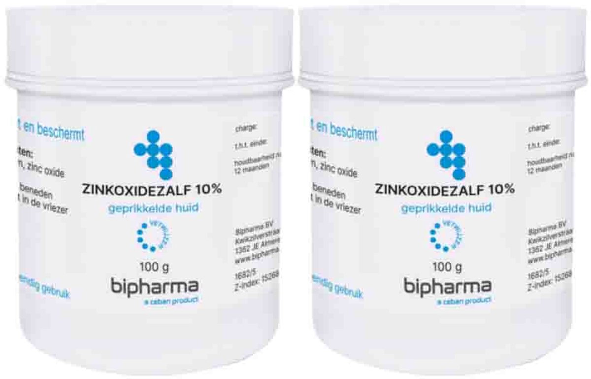 Bipharma Zinkoxidezalf 10% - 2 x 100 gr - Voordeelverpakking