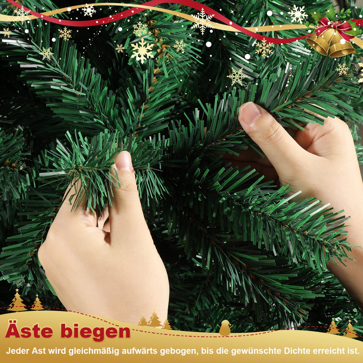 180cm Kunstkerstboom - Realistische PVC Kerstboom - Metalen Standaard - Zonder Verlichting - Groen – foto 5