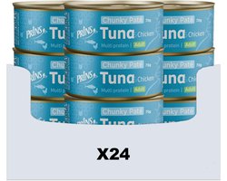 Prins Chunky Paté - Tonijn & Kip - Graanvrij, 24x70g Natvoeding Volwassen Katten