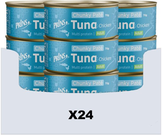 Prins Chunky Paté Kattenvoer Nat Tonijn & Kip - 24 x 70 gr - Voordeelverpakking
