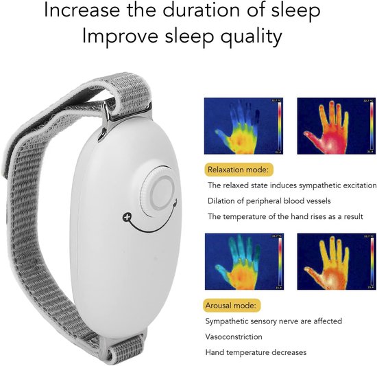 Slaapmonitor - Draagbaar Slaap- en Ontspanningsapparaat - Slaapmiddel - Microcurrent Anti-Stress Handheld - Met 5 Modi, Timer & Type-C Opladen - Wit van Flowmattress — afbeelding 3