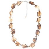 Behave® Kralen ketting - bruin - kunststof- 48 cm