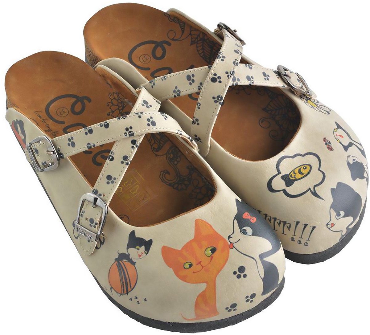 Goby Kitty Friends Dames Clogs – Handmade – Vegan Leer – Maat 41