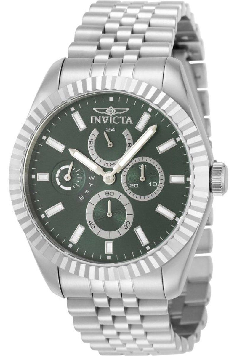 Invicta Specialty 49535 Heren Horloge - Waterdicht - Analoog - Quartz Uurwerk - Roestvrij Staal met groene Wijzerplaat - 43mm