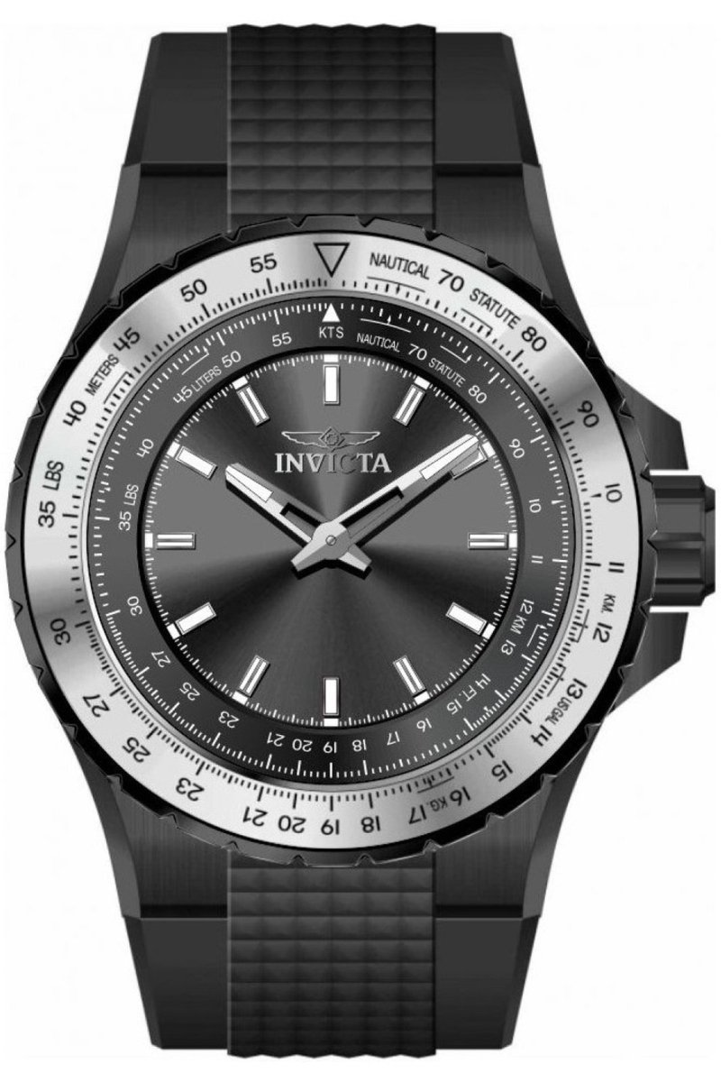 Invicta Aviator 49651 Heren Horloge - Waterdicht - Analoog - Quartz Uurwerk - Roestvrij Staal met grijze Wijzerplaat - 50mm