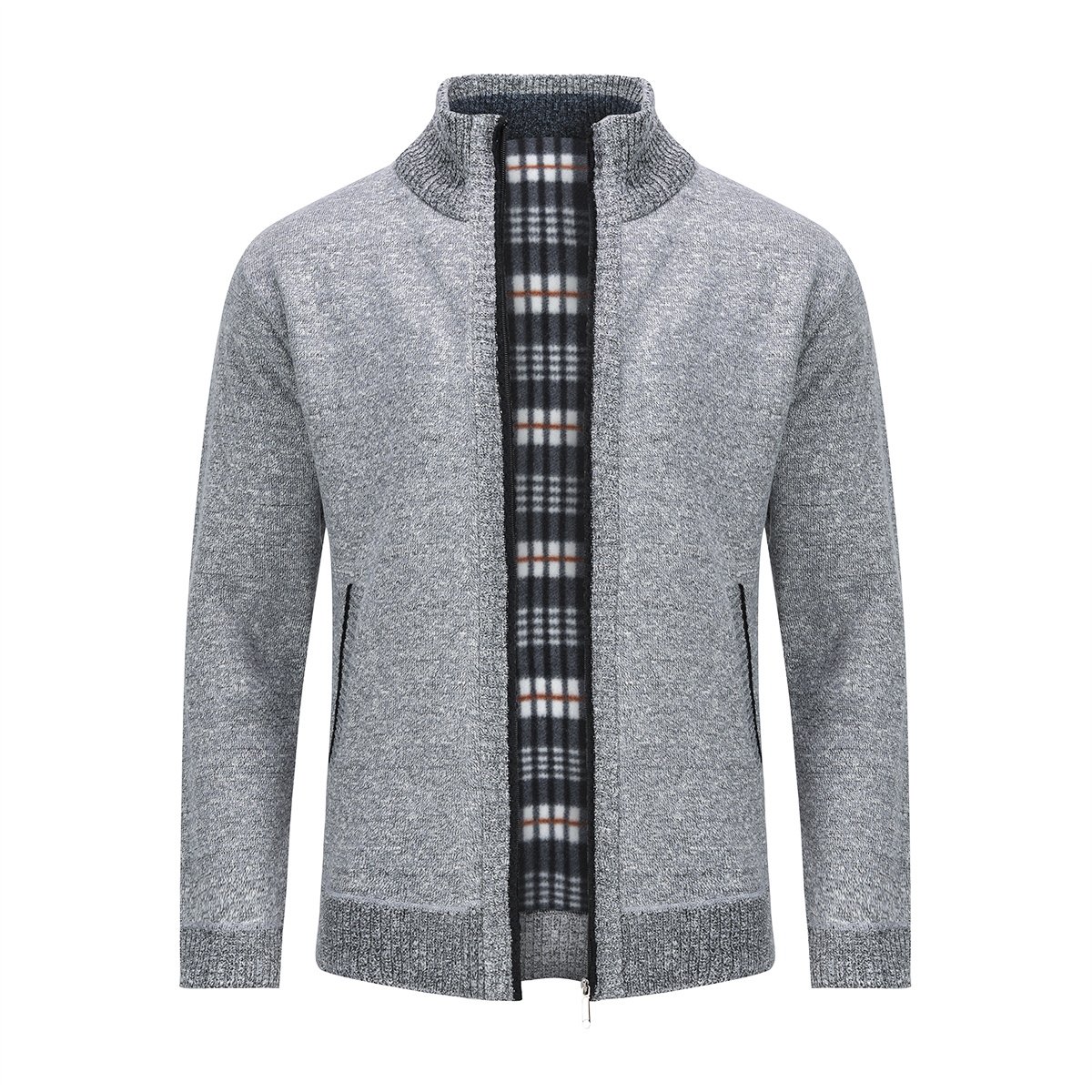 ALLTHEMEN Heren Opstaande Kraag Cardigan - Rits Warme Effen Trui - M