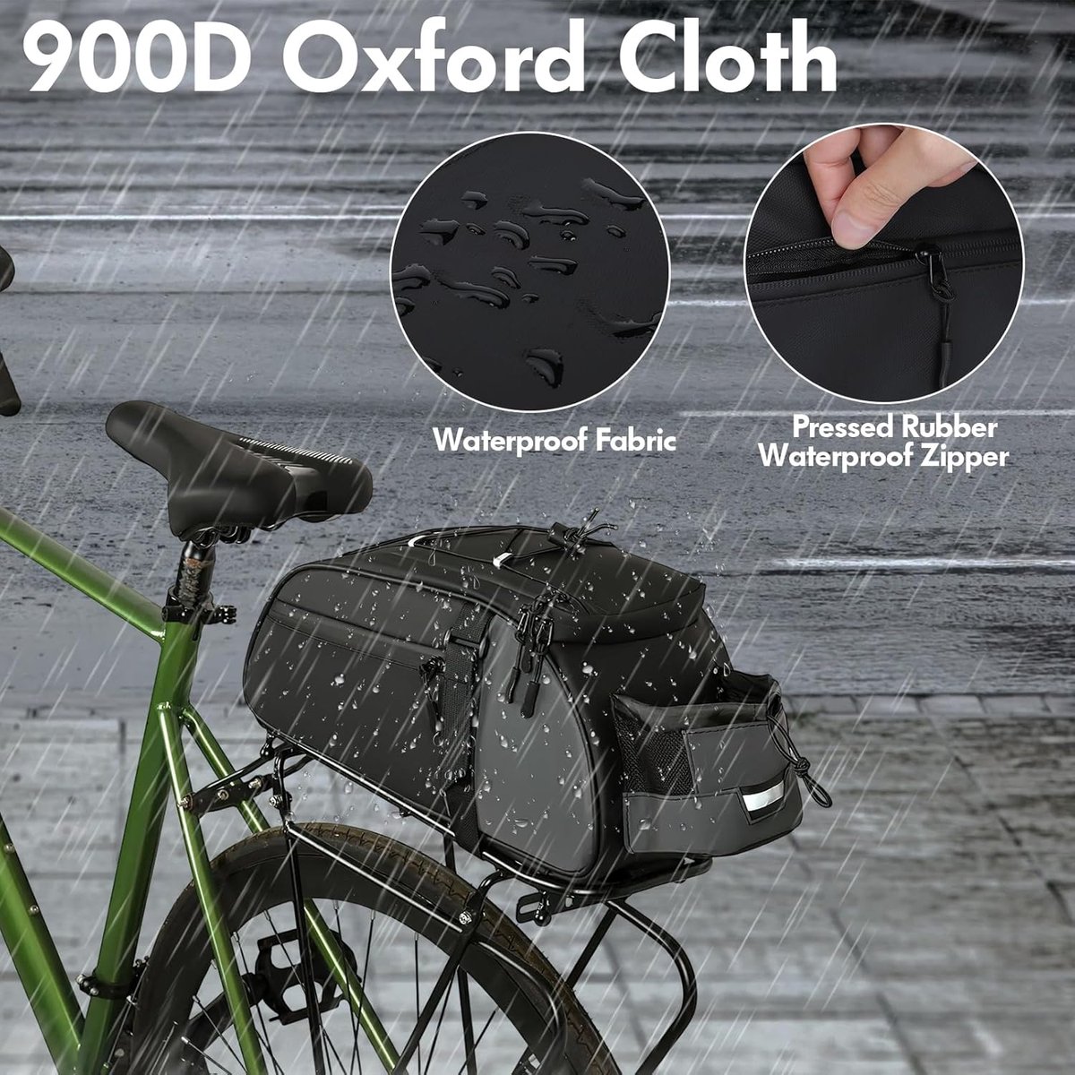 Waterdichte Fietstas Achterop met 8L Capaciteit en Reflecterende Strip voor E-bikes en Fietsen — cadeau in Sport & Outdoor - foto 2