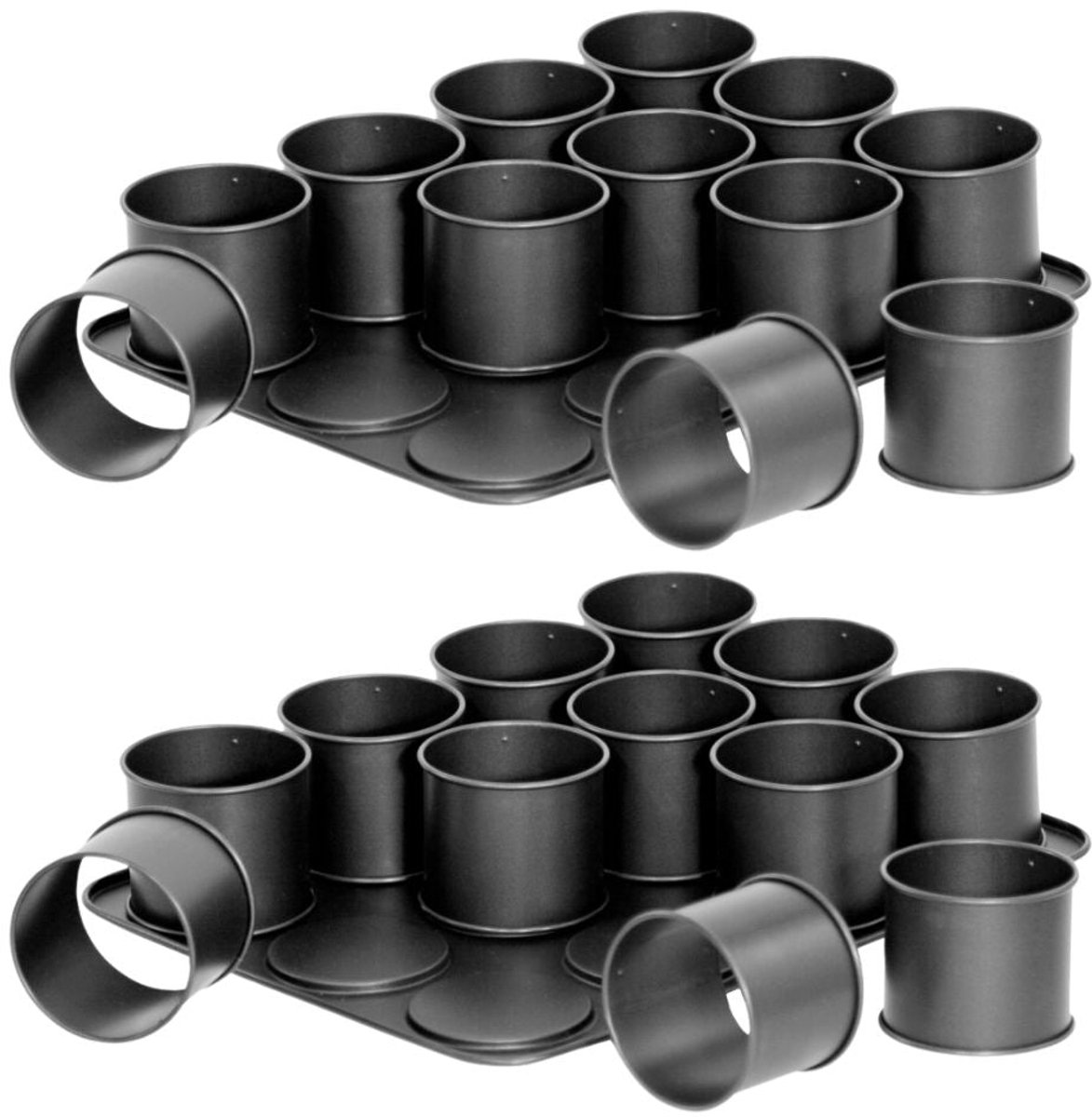 Set van 2 Bakplaten 12 mini Verwijderbare ronde vormen 38 x 30 cm Zenker Black Metallic