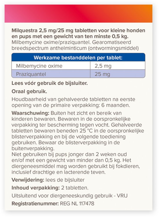 Beaphar Milquestra Kleine Hond/Puppy - Ontwormingsmiddel - 2 Tabletten