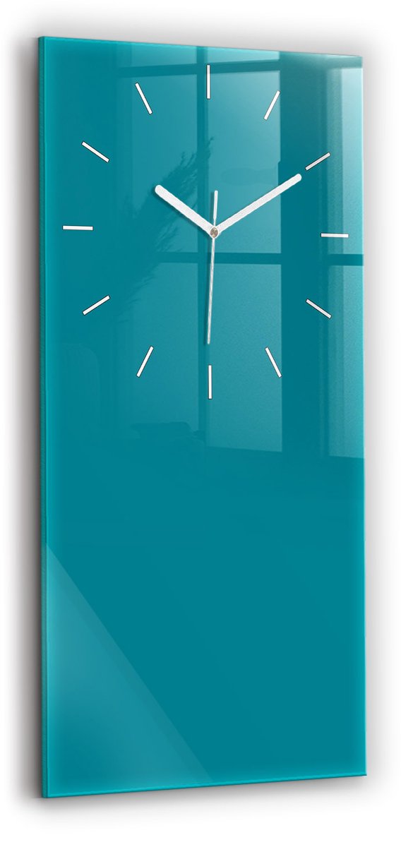 Wallfluent Wandklok - Maritiem Rechthoekige Glas Klok - 30 cm x 60 cm - Maritiem Wandklok - Witte Handen - Wandklok Zonder Cijfers - Kinder Wandklok Glas - Rechthoekige Glazen Wandklok - Scandinavisch Wandklok - Glazen Klok Rechthoekige