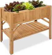 COSTWAY Bloembed Verhoogde Houten Plantenbak Met Plank, Ideaal Voor Het Verhoogde Tuinbak 92x41x81 Cm