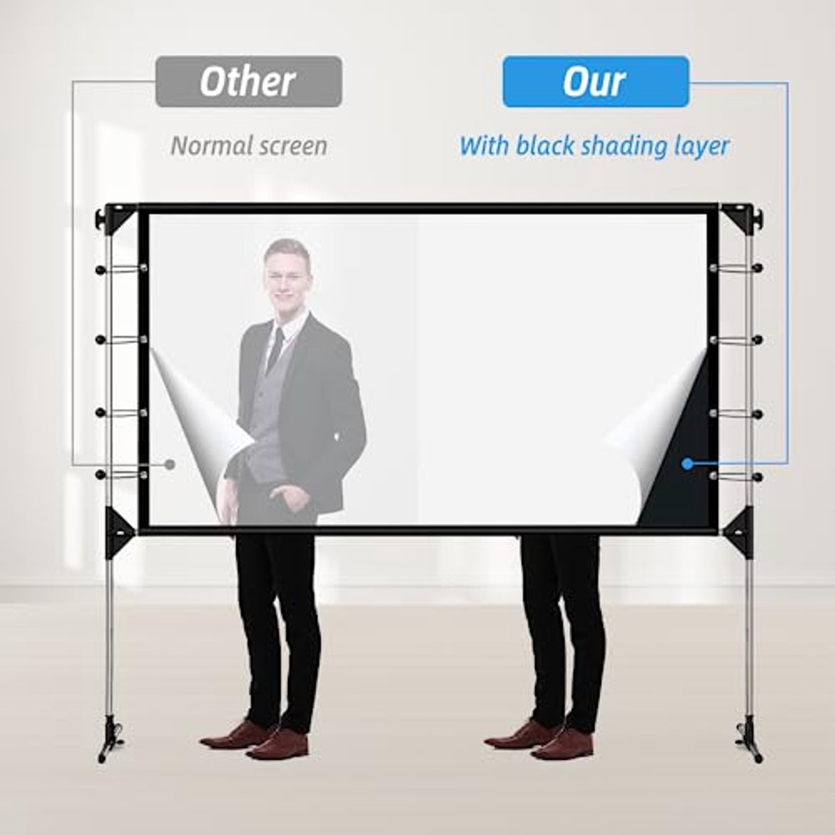 Projectiescherm 120 inch met opvouwbare standaard voor binnen en buiten