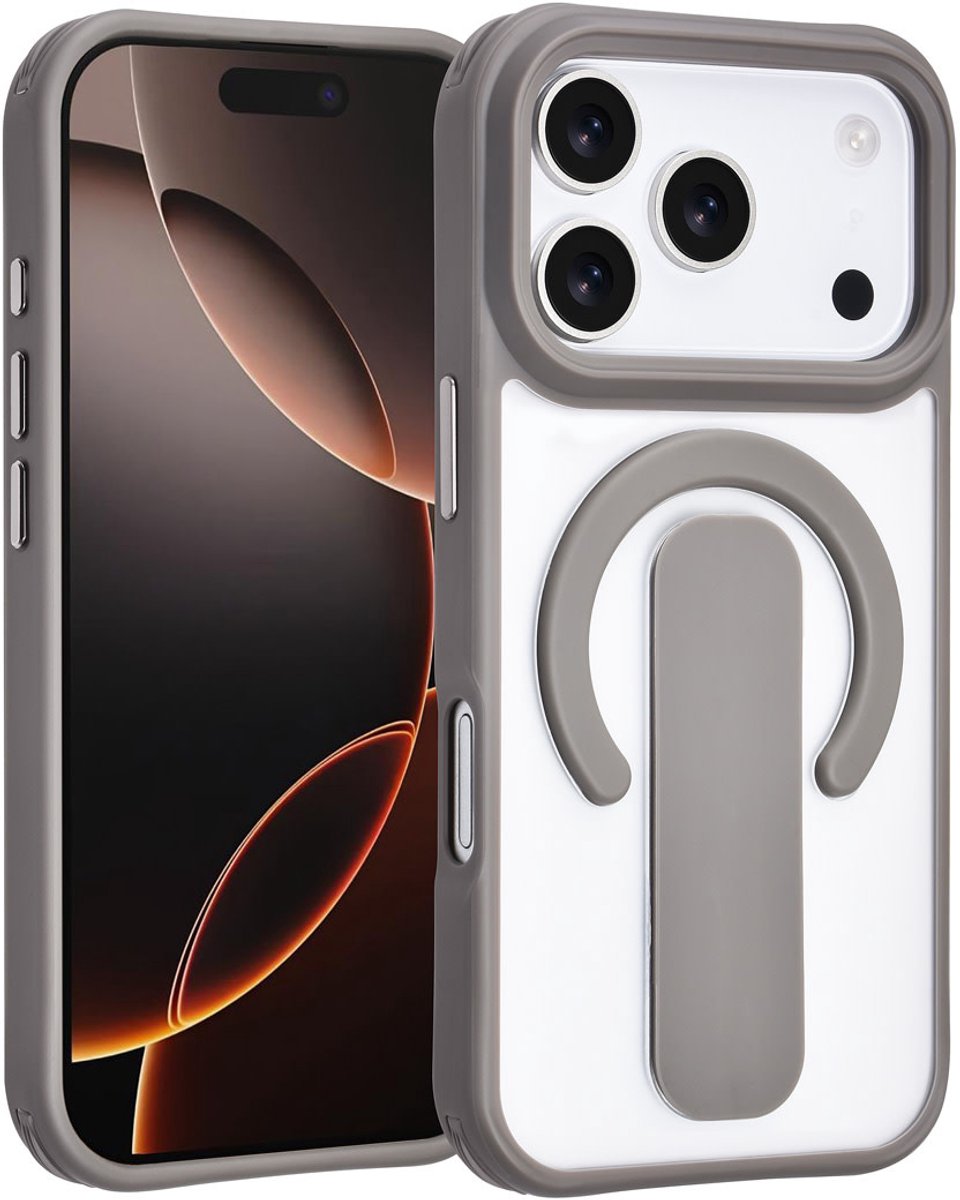TUNIQ Back cover - iPhone 17 Pro - Antishock - Geïntegreerde Ring Stand - Grijs