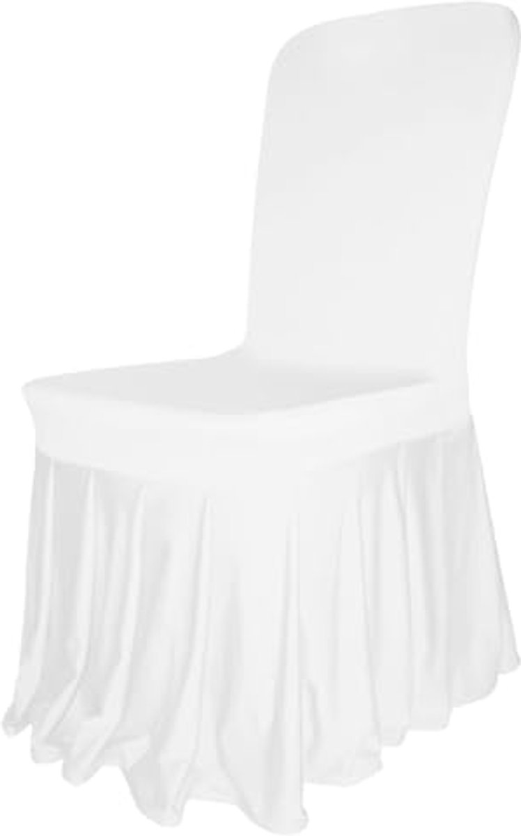 Image of 100 Stuks Witte Stoelhoezen met Rimpel voor Bruiloft en Feest