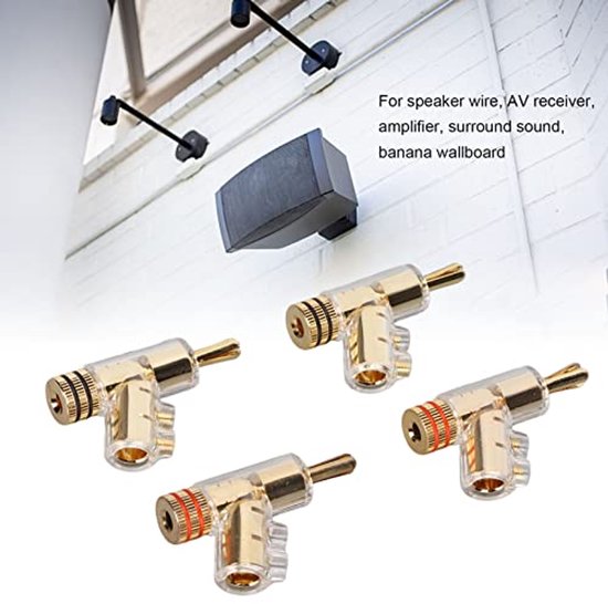 4Pcs Locking Banana Connectors, 45 Degree Angled Banana Plugs 24K Gold Plated Locking Speaker Plug Supports Maximum 7mm Wire Diameter for Speakers — afbeelding 3