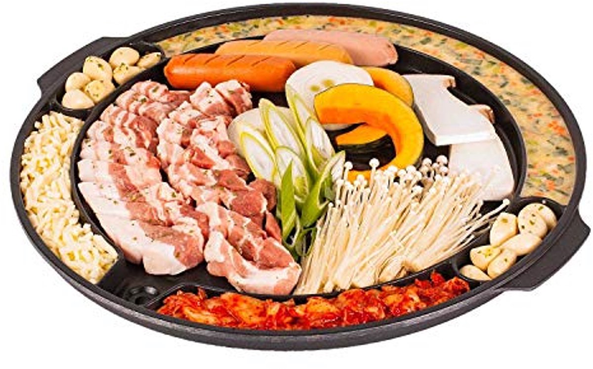 Master Grill Pan voor BBQ Binnen en Buiten, Koreaanse Traditionele Nonstick Grill