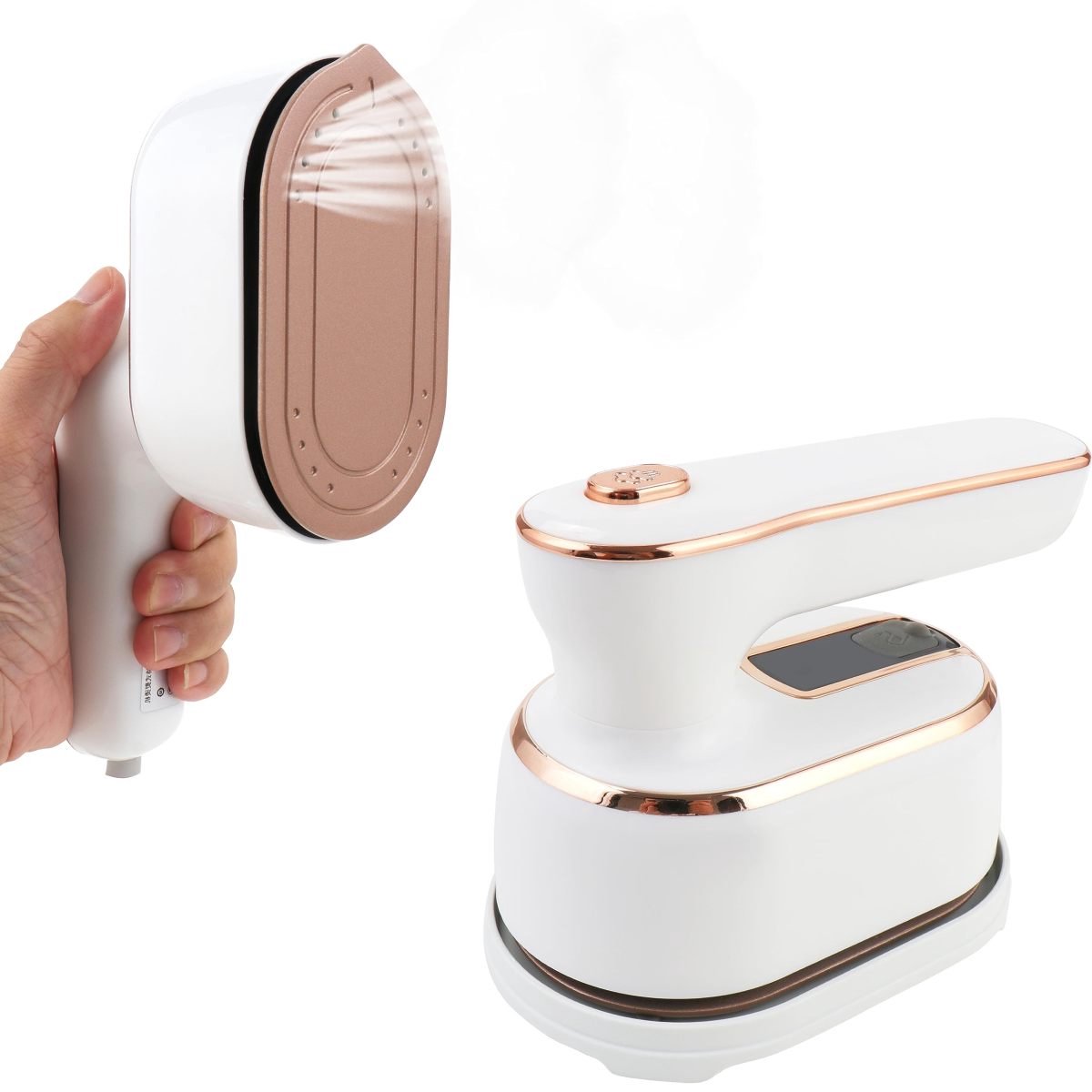 longziming -Mini Stoomstrijkijzer 1000W – Draagbaar Reisstrijkijzer met Keramische Titanium Strijkzool – Snel Opwarmen & Nat/Droog Strijken – wit