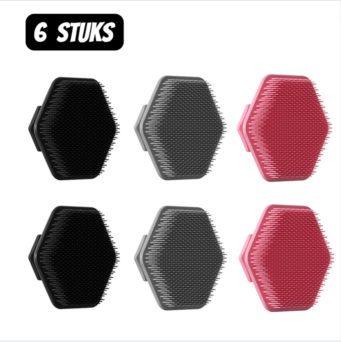 6 stuks - Reinigingsborstel - Silicone Gezicht Reinigingsborstel - Zwarte Scheerborstel - Hygienische reinigingsborstel - Diepe poriën reiniger - Gezicht exfoliator borstel - Zwart，grijs，roze
