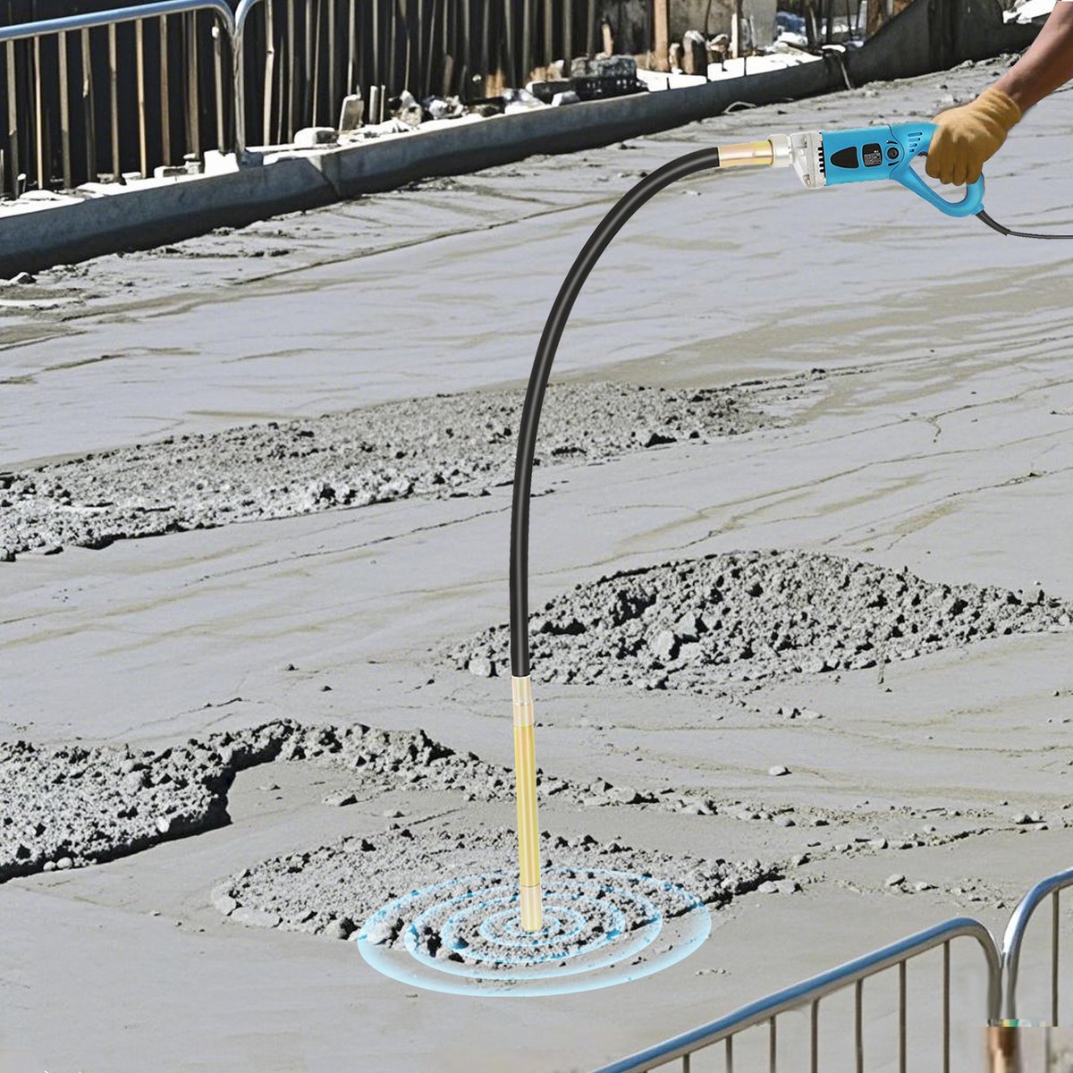 ELVENTO Betontrilnaald - Betonvibrator - Trilnaald voor beton - 4300 TPM - 1300 W - 220 V - 50 Hz - Blauw - Geluidsarm ontwerp