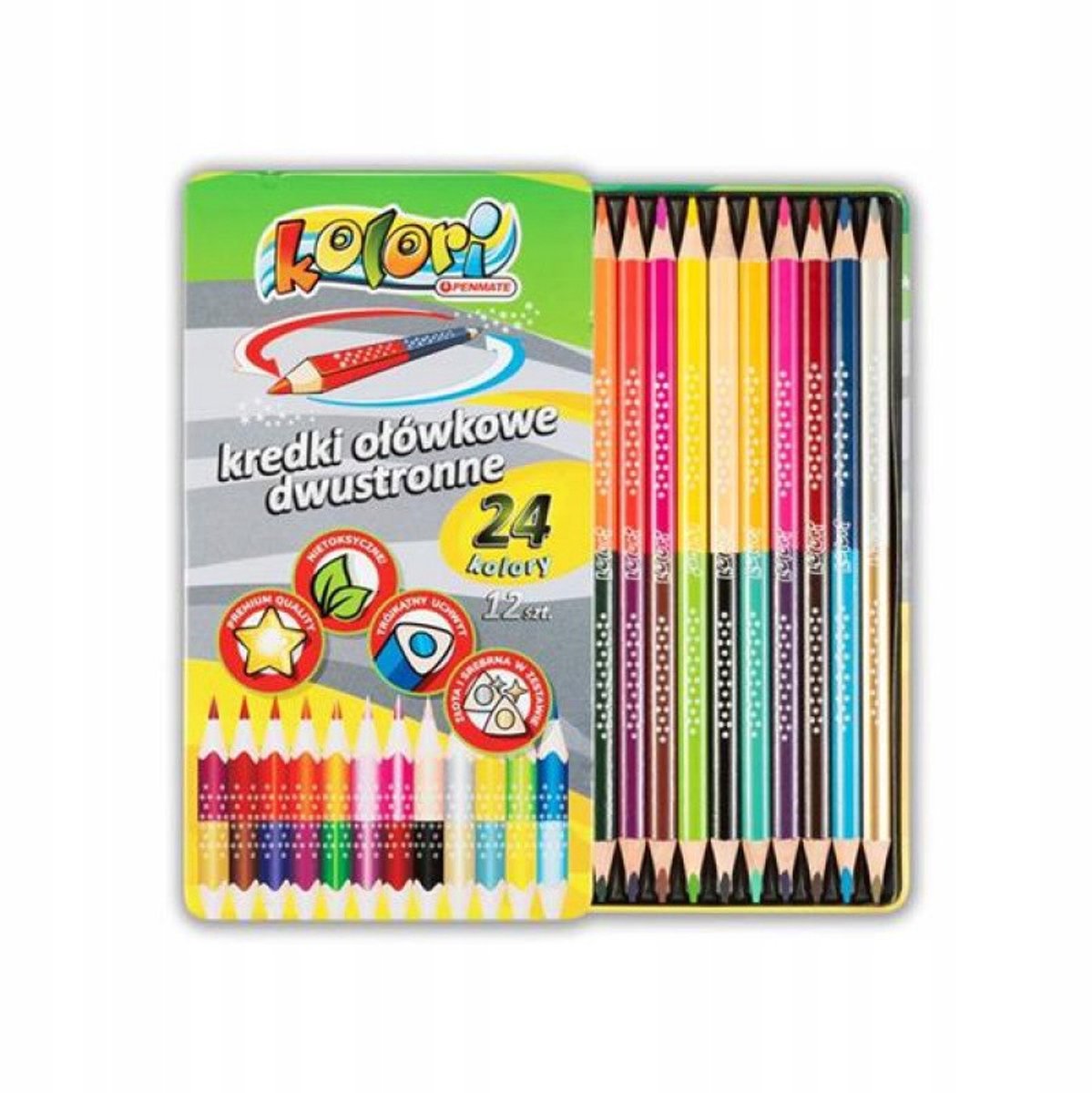 Penmate Driekantige Kleurpotloden 24 Kleuren - Dubbelzijdig