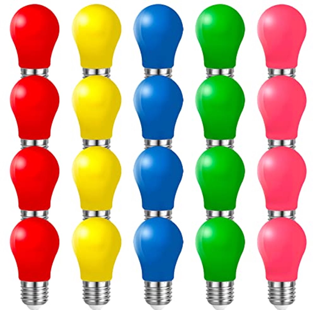 Gekleurde E27 LED-lampen 3W - Decoratieve Buitenverlichting in 5 Kleuren (20 Stuks)