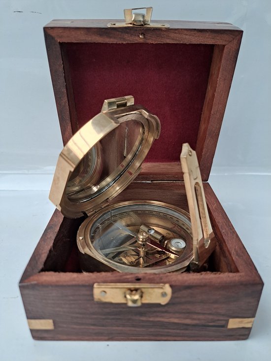 Boussole Stanley London Ancienne Avec Boîte En Bois – Parfaite Pour La Randonnée