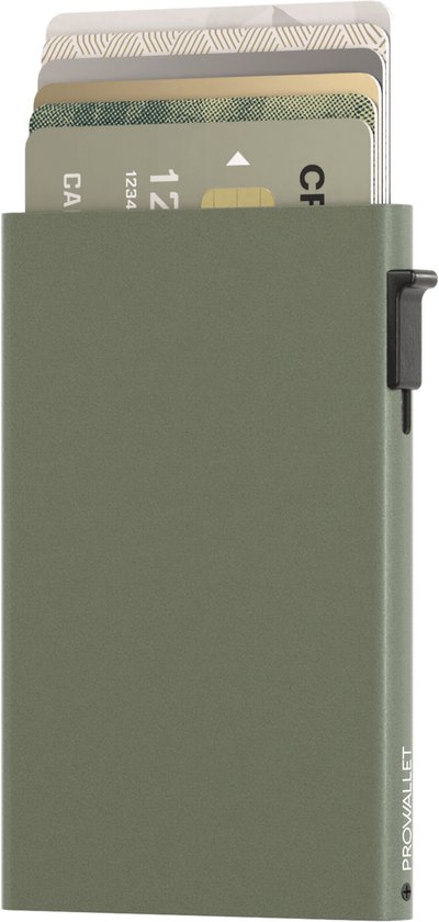 Prowallet Secure – Vert – Porte-cartes pour 6 cartes – Mécanisme coulissant – Porte-cartes RFID pour cartes de crédit – Design fin – Porte-cartes portefeuille premium pour hommes et femmes – Livré avec un coffret cadeau de luxe