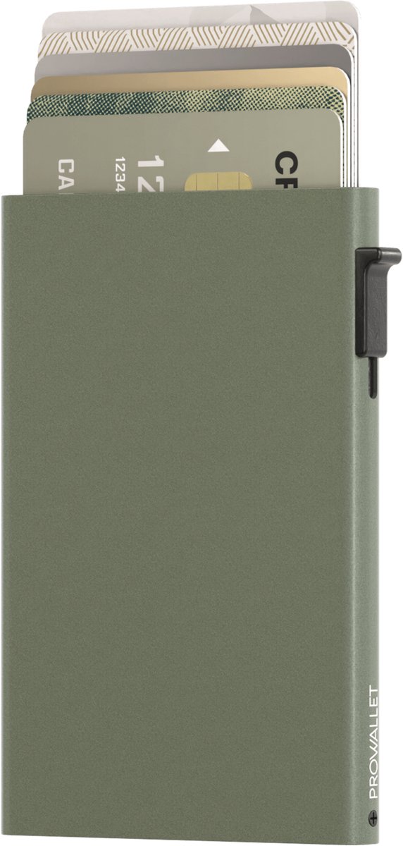 Prowallet Secure - Groen - Pasjeshouder voor 6 Pasjes - Uitschuifbaar - RFID Creditcardhouder - Slank Design - Kaarthouder Portemonnee, Premium Pashouder voor Mannen & Vrouwen - Met Luxe Cadeaubox