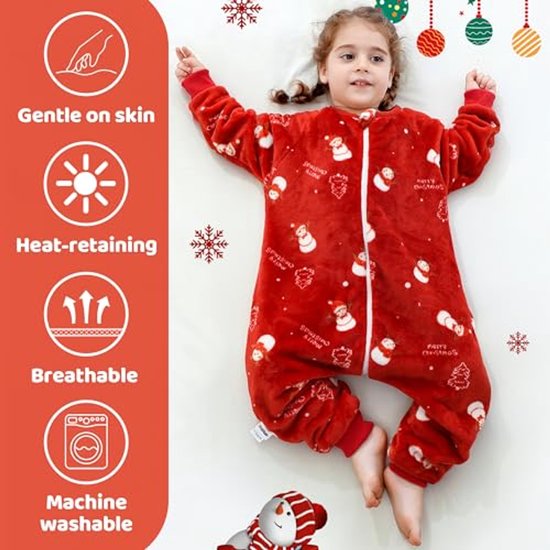 Slaapzak met Voeten voor Babytjes, Flanel, Winter, Lange Mouwen, 2,5 Tog, Geschikt voor 9 tot 18 Maanden — afbeelding 2