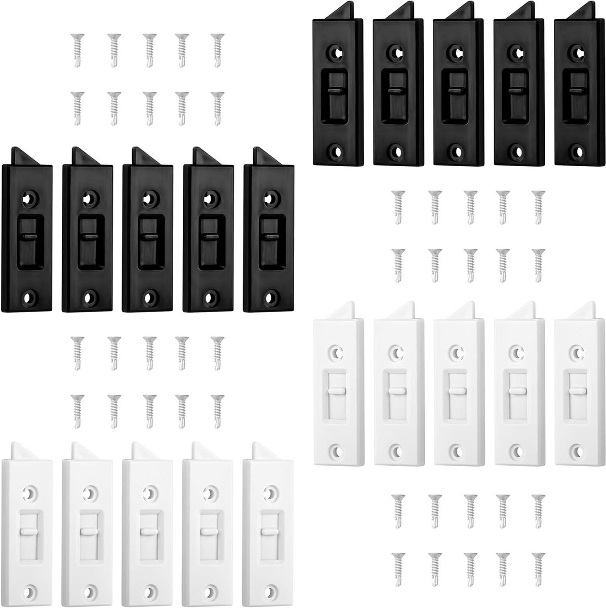 Image of 20x Vervangend Raamslot Blokje - Schuifraam Slot met Veer - Zwarte en Witte Raambeveiliging - Schuifraam Beveiliging - Raamvergrendeling - Veiligheid voor Ramen - Huisbeveiliging