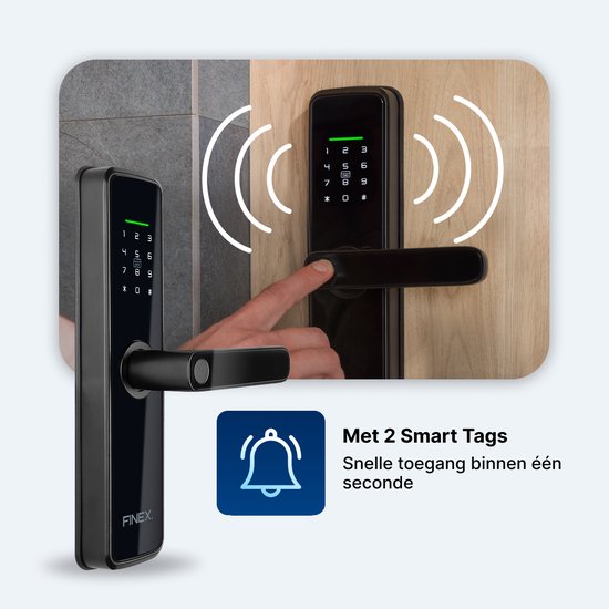Vingerafdruk en Touchscreen Smart Lock, 4-in-1Home Security Smart Lock, Biometrisch Vingerafdrukslot, Anti-gluren Intelligent Security Smart Door Lock (zwart