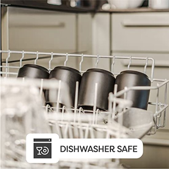 Set de 4 tasses à Cappuccino - Céramique noire - Empilables - Idéales pour le latte Art - 200 ml