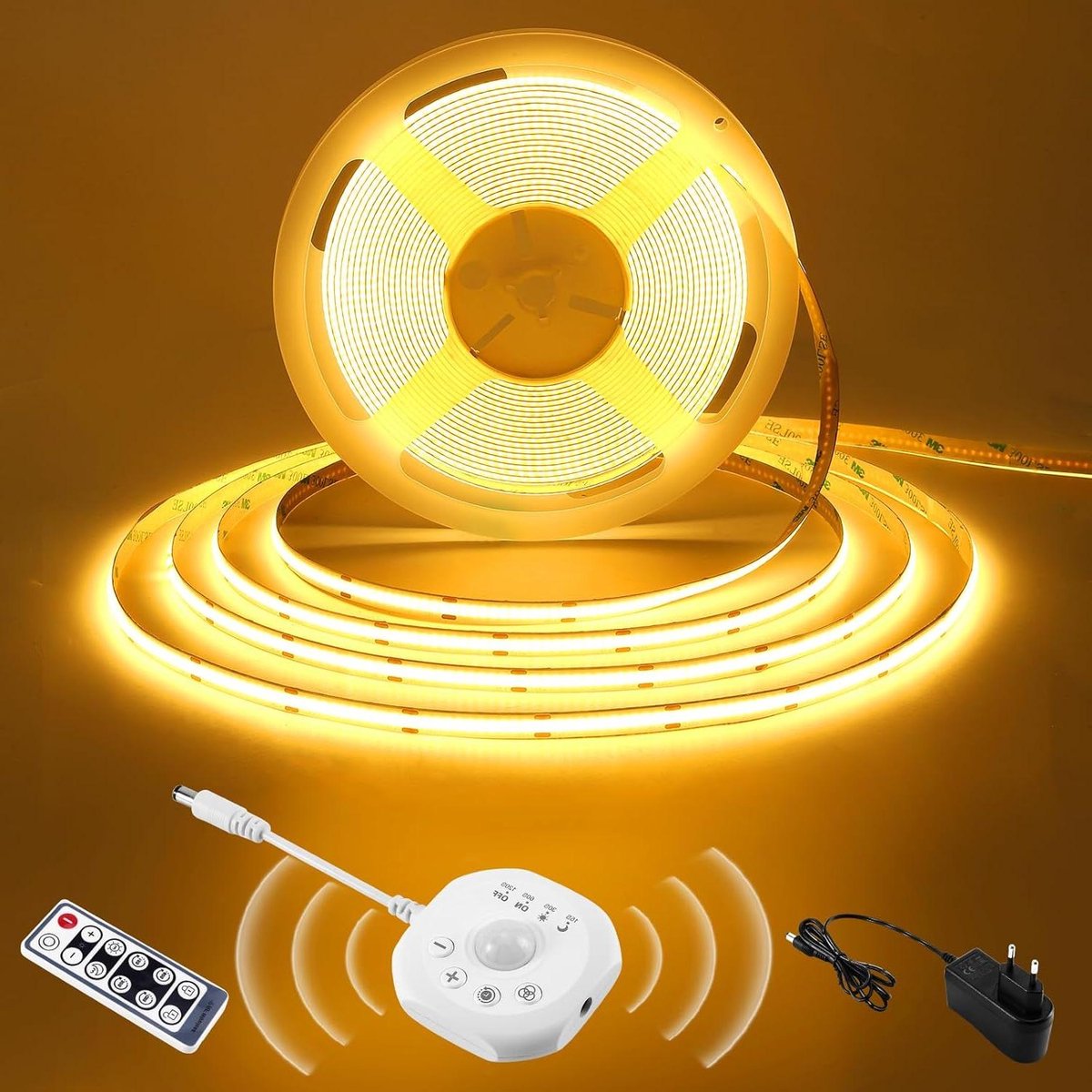 Provento - Ledstrip met bewegingsmelder en timermodi 5 m - Warmwit verlichting voor trap, bed, kledingkast, keuken