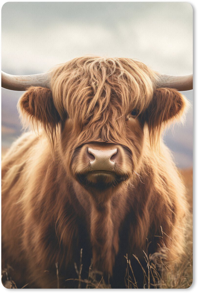 Muismat 18x27 cm - Mousepad Schotse hooglander - Landschap - Dier - Muismatten