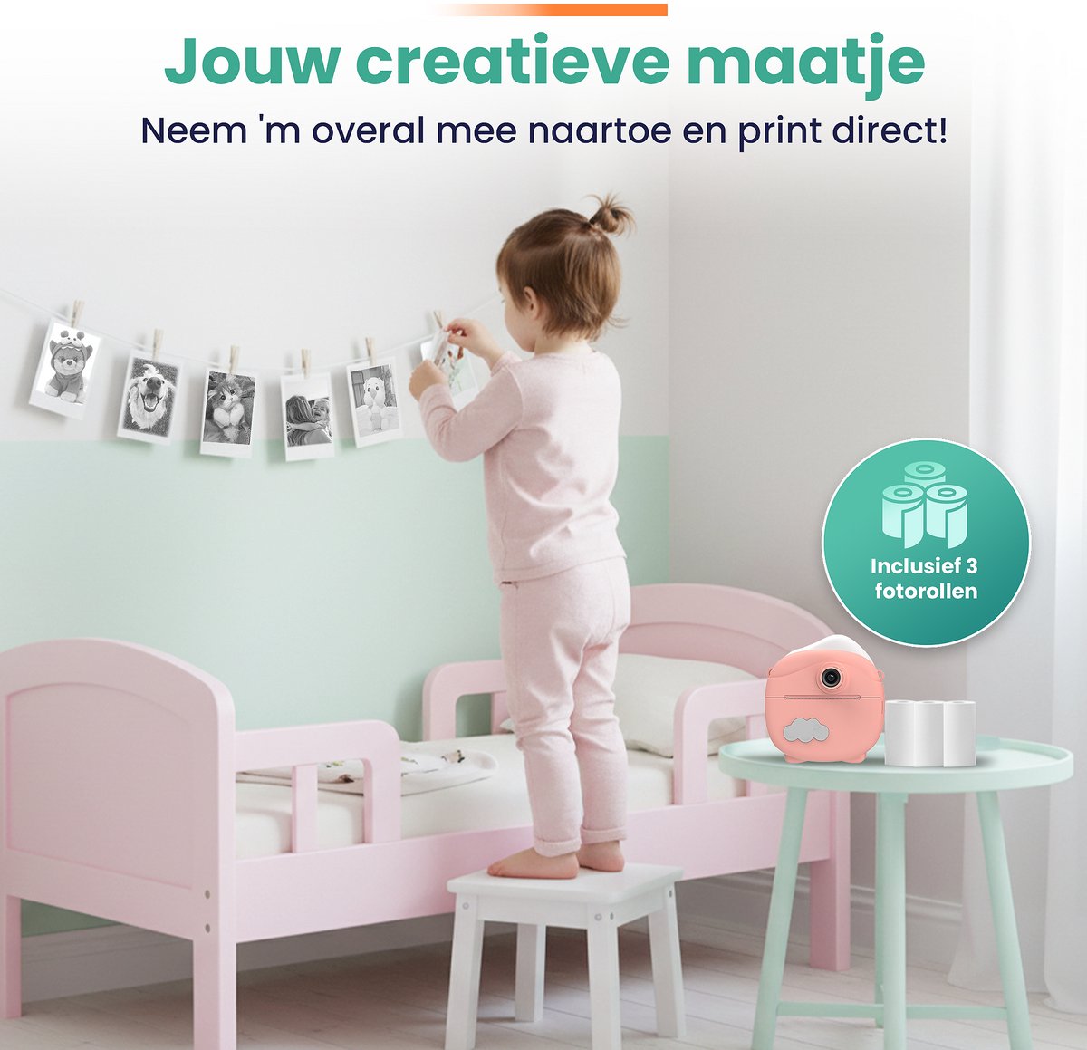 ODESSEY Kindercamera met Printer - Full HD - Selfie Camera - 32GB SD Kaart - Foto - Video - Spelletjes - Digitale Camera Kinderen - Fototoestel voor kinderen - Roze — afbeelding 7