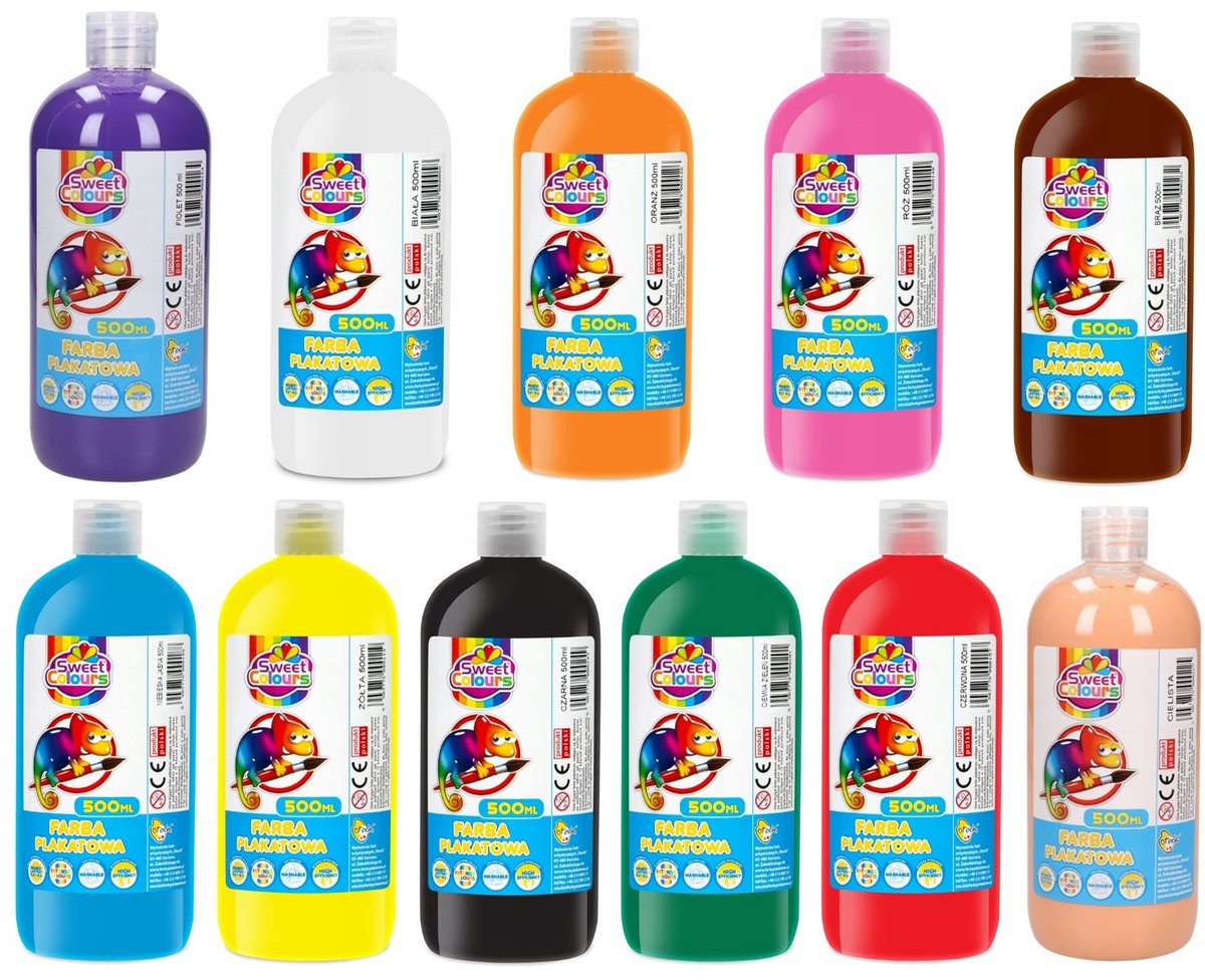 Plakkaatverf Set 11 Kleuren 500ml - Otocki Sweet Colors