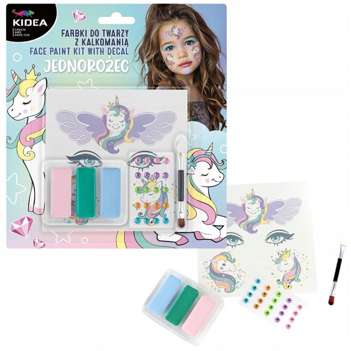 Eenhoorn Schminkset met Diamantjes en Tattoos - Kidea